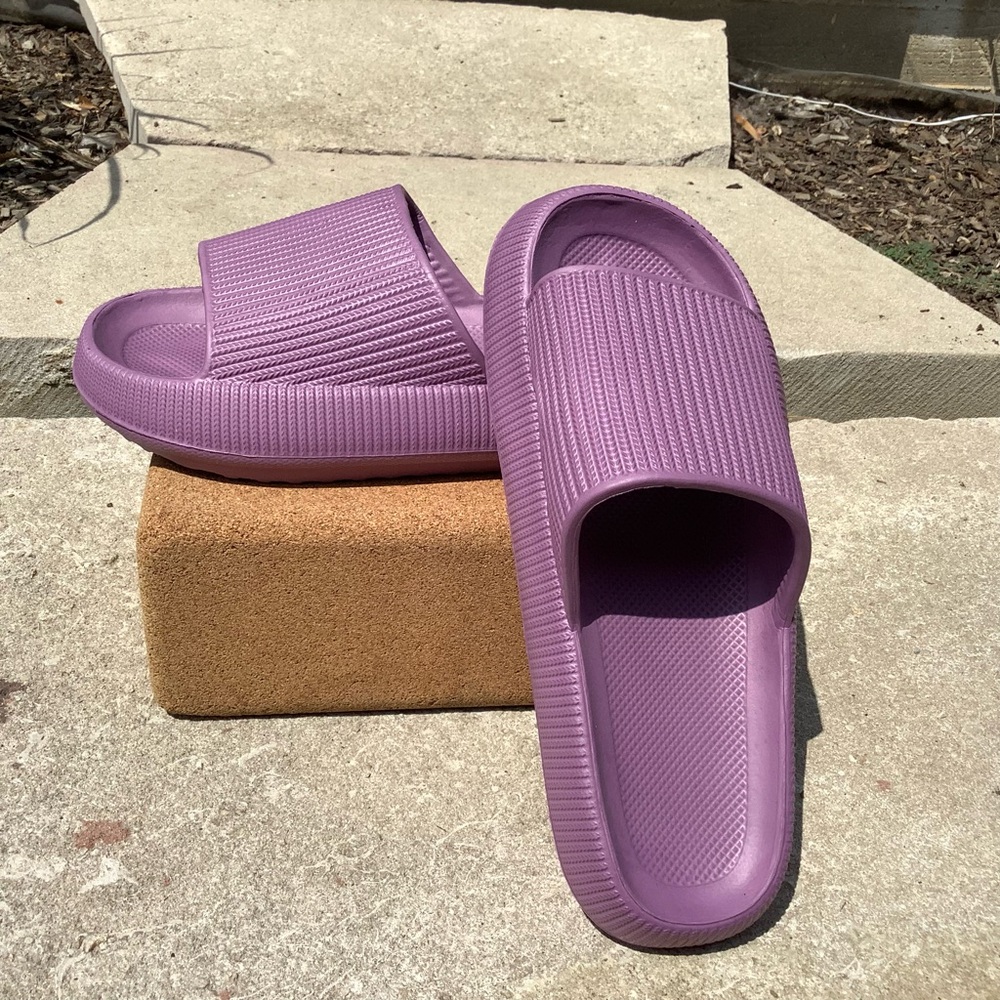 Purple Slide Sandals with Textured Sole